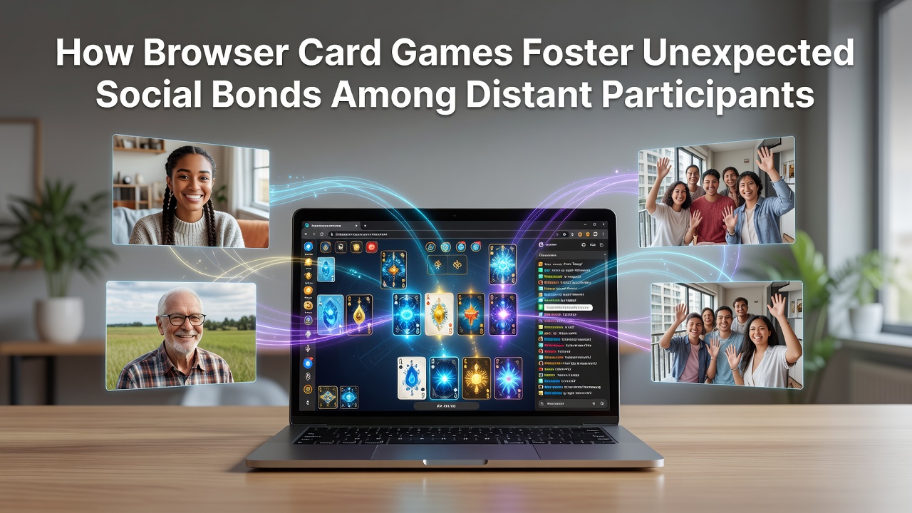 Players from different countries participating in a shared browser card game session with visible chat elements